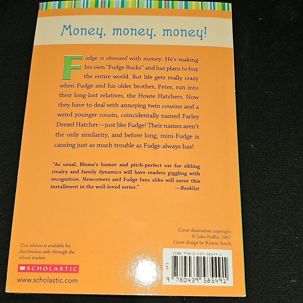 Scholastic Judy Blume- Double Fudge Book. New York Times. Best Selling Author.